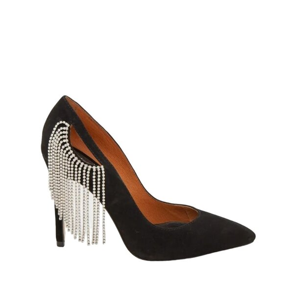 NIB Jaggar Diamante Black Suede Rhinestone Pumps Bridal - Picture 1 of 7